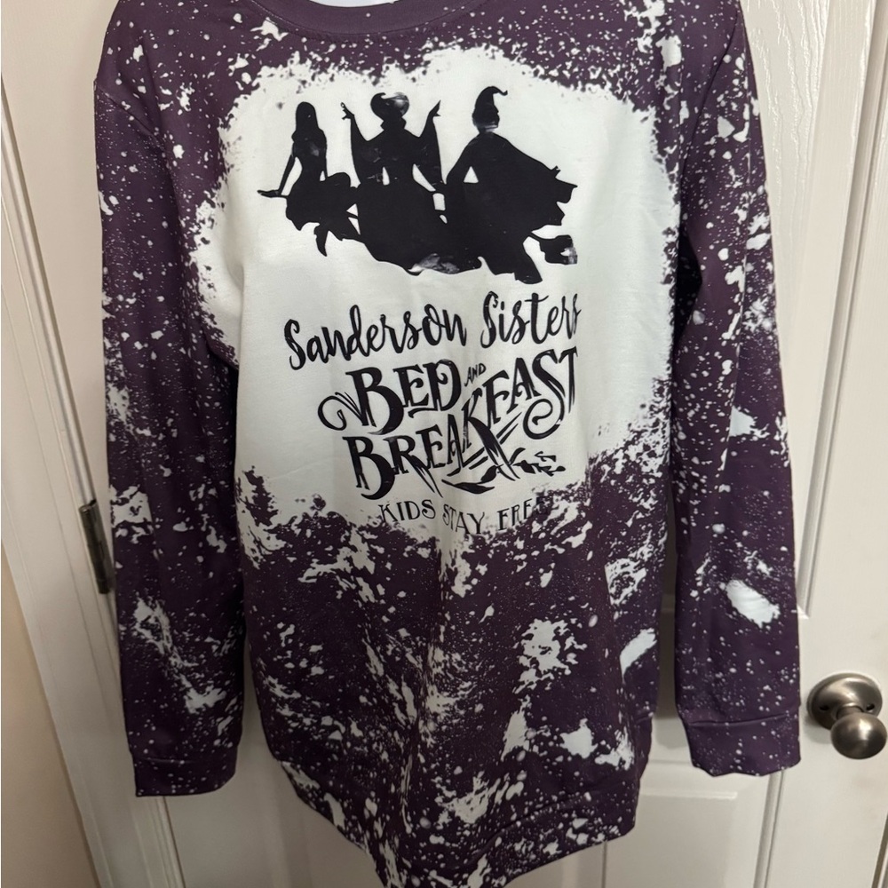 Purple Hocus Pocus Halloween Kids Eat Free Funny Top Costume Sanderson NWOT
